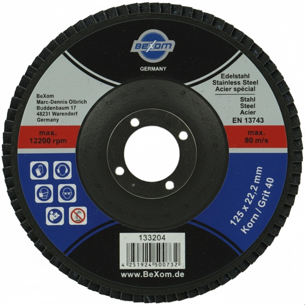 Fächerscheiben 125mm für Edelstahl und INOX Körnung 40